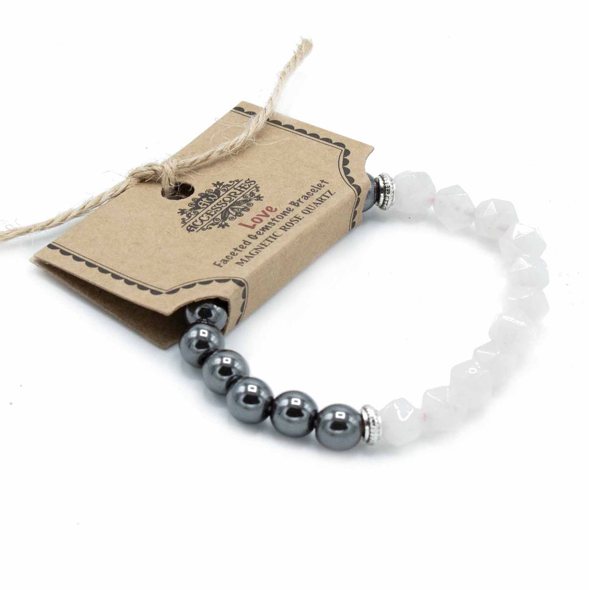 Faceted Magnetic Gemstone Bracelet – Rose Quartz