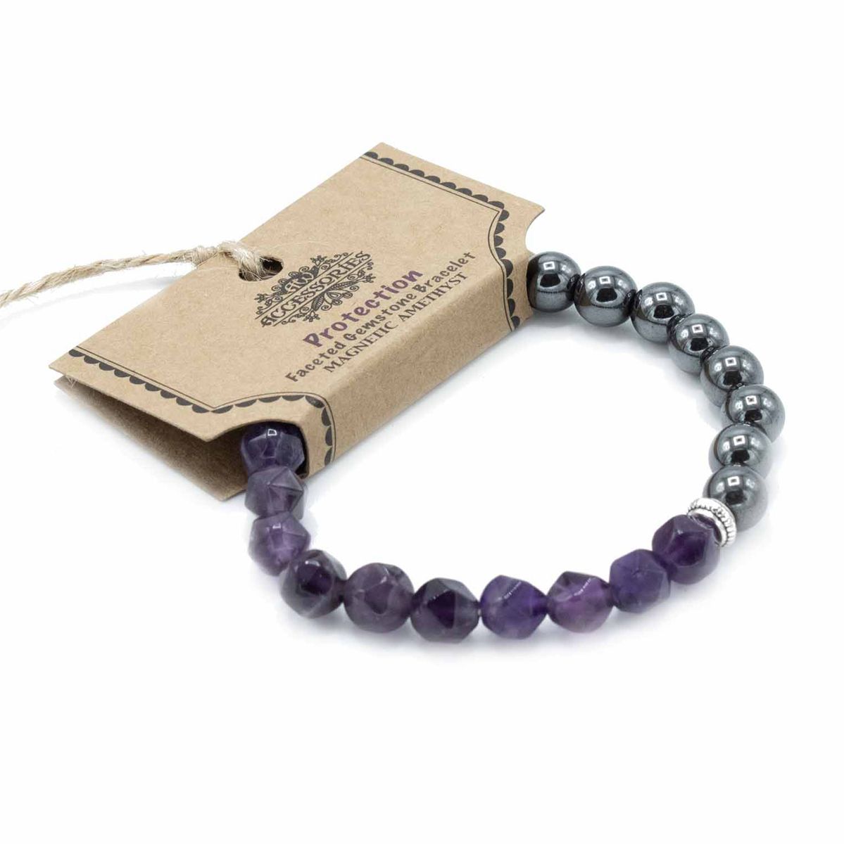 Faceted Magnetic Gemstone Bracelet – Amethyst