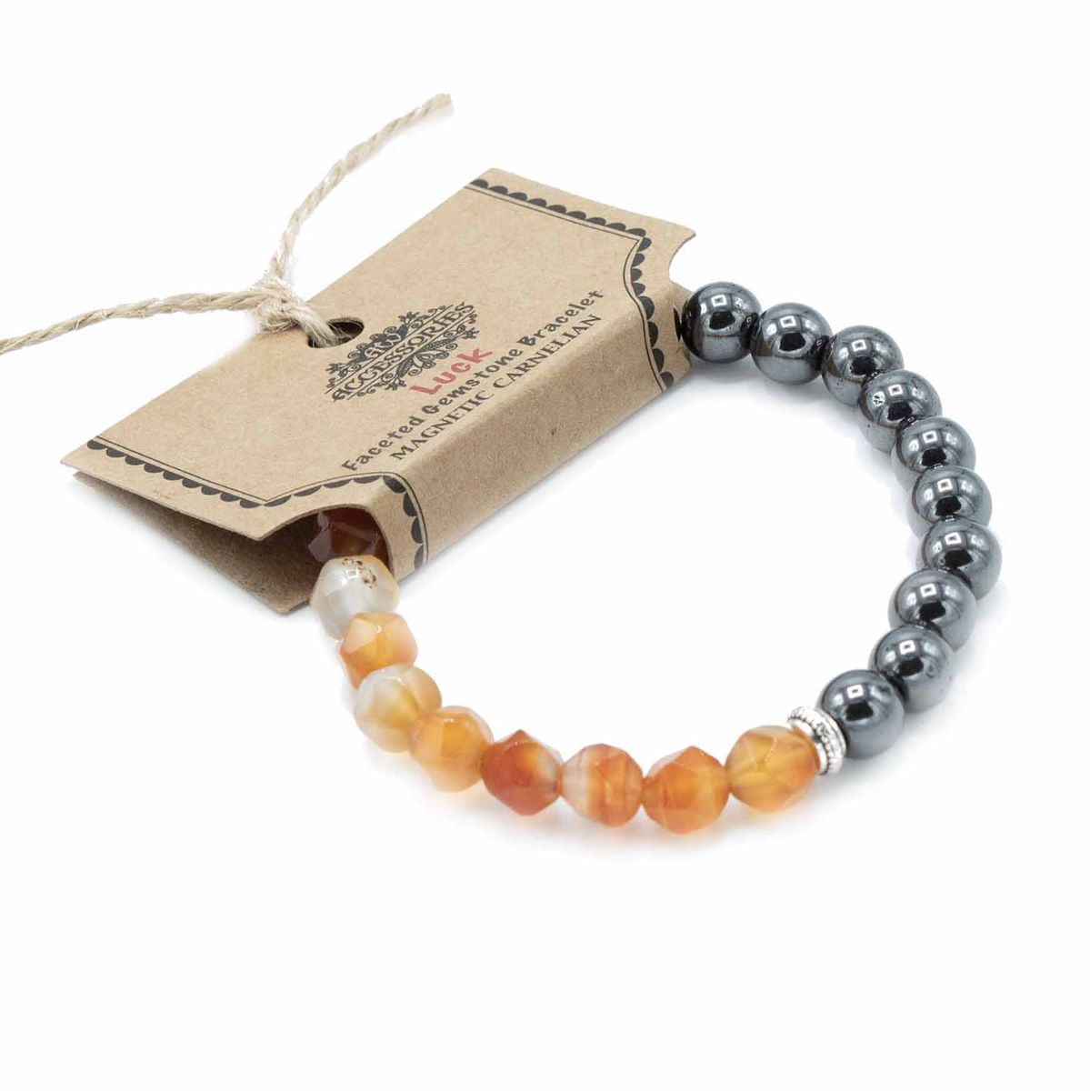 Faceted Magnetic Gemstone Bracelet – Carnelian