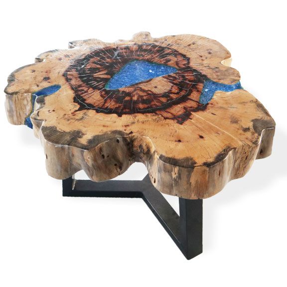 Tamarind and Resin Coffee Table – Sky Blue