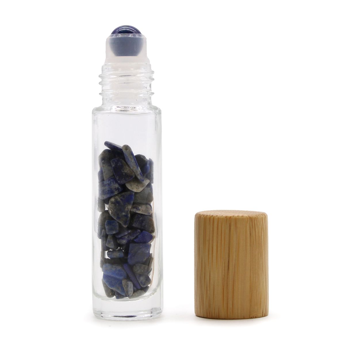 Gemstone Essential Oil Roller Bottle – Sodalite, Wooden Cap