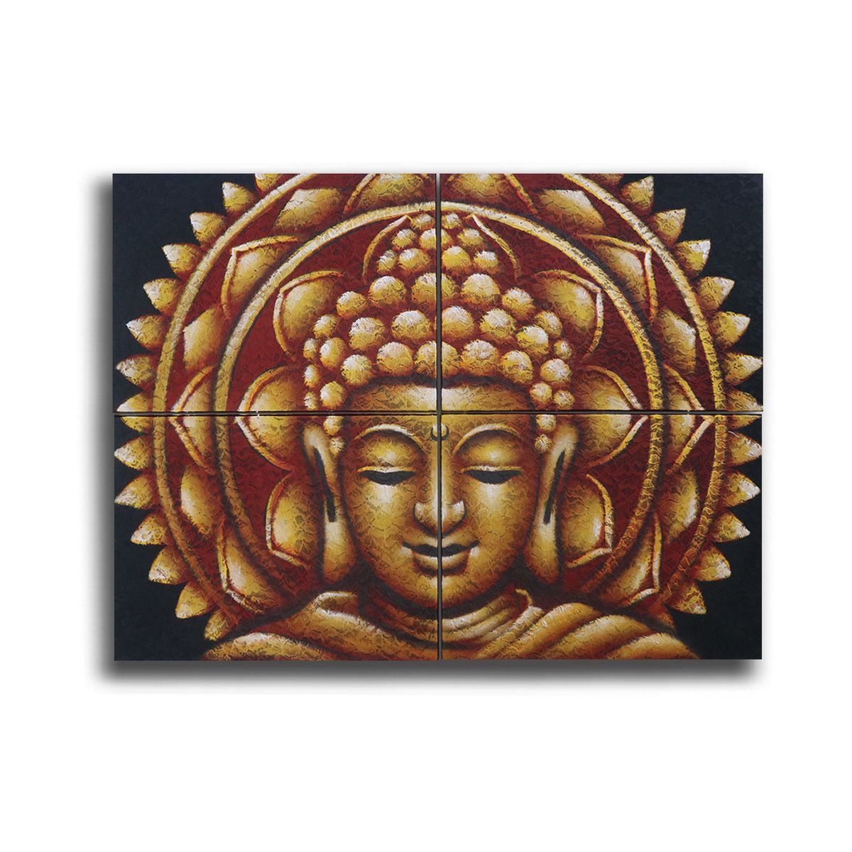 Gold Buddha Mandala Brocade Canvas Art – Set of 4, 30x40cm