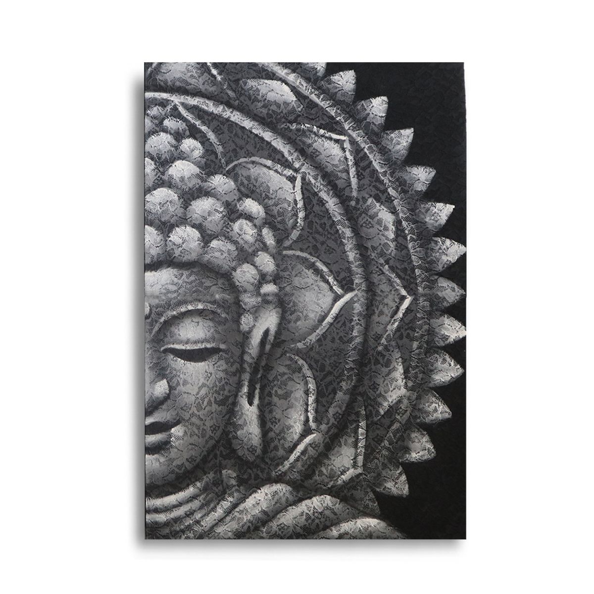Grey Half Buddha Mandala Painting – 60 x 80cm
