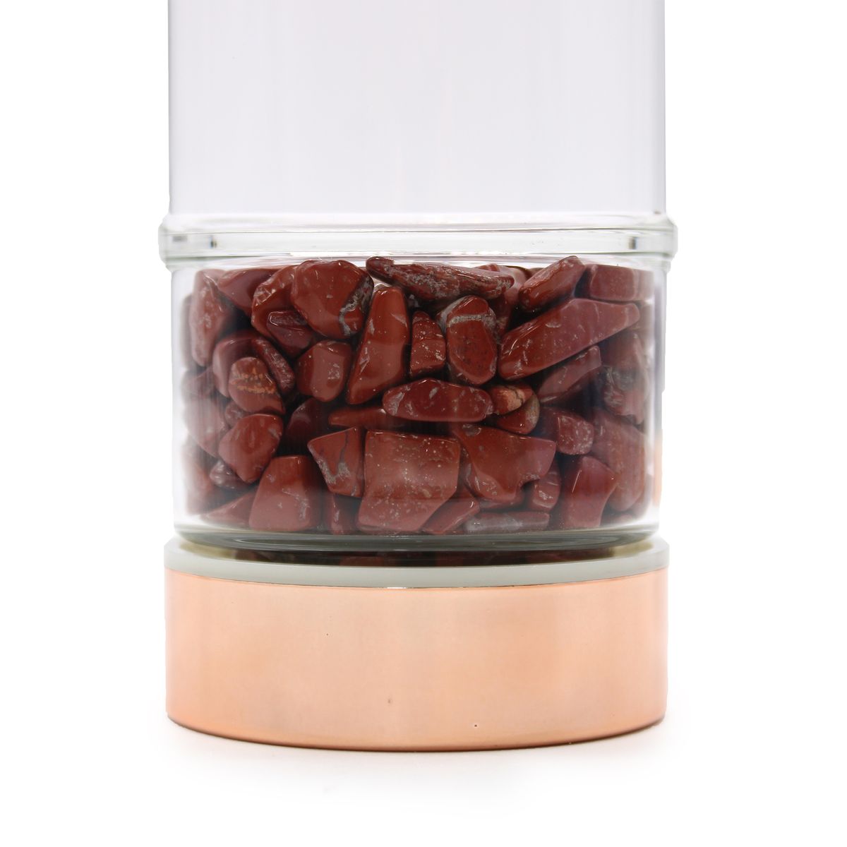 Crystal Glass Tea Infuser Bottle – Rose Gold, Red Jasper