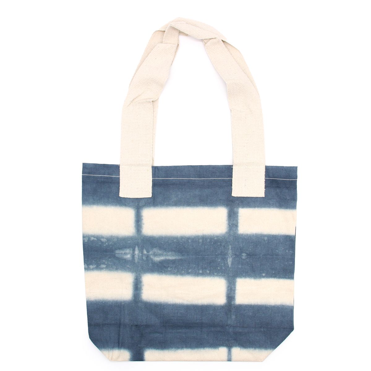 Tie-Dye Cotton Bag – Grey Blocks, Natural Handle