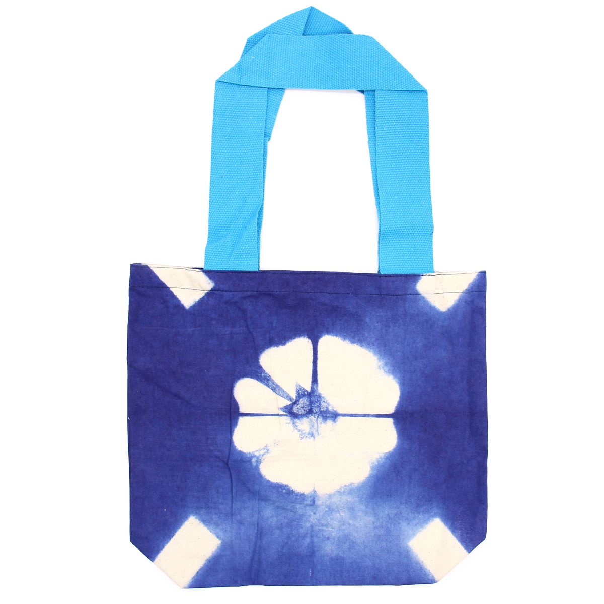Tie-Dye Cotton Bag – Blue Flower, Blue Handle