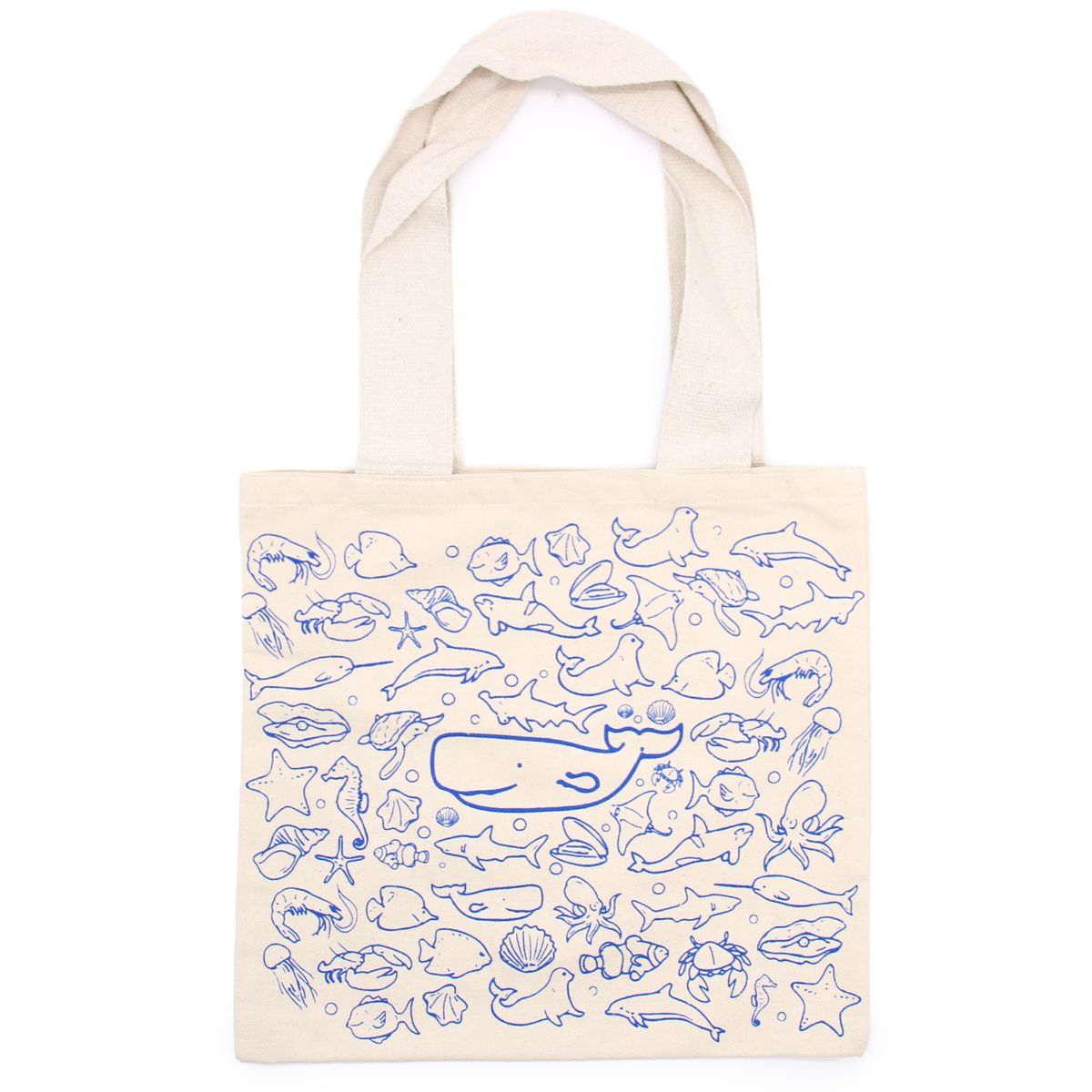 Large Cotton Shopping Bag – Sea Life, 38x42cm