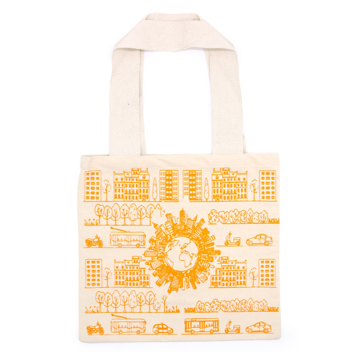 Large Cotton Shopping Bag – City Life, 38x42cm