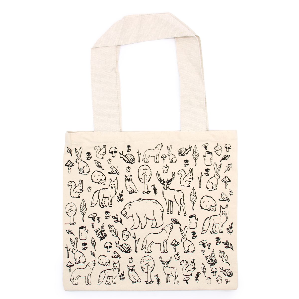 Large Cotton Shopping Bag – Forest Life, 38x42cm