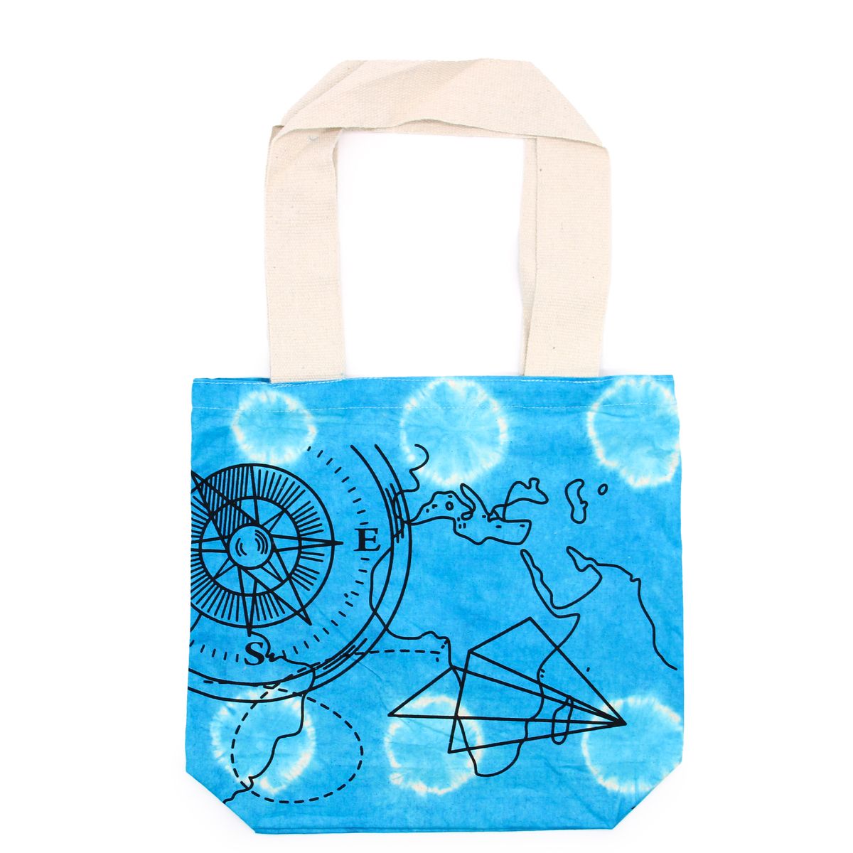 Tie-Dye Cotton Bag – Compass, Blue