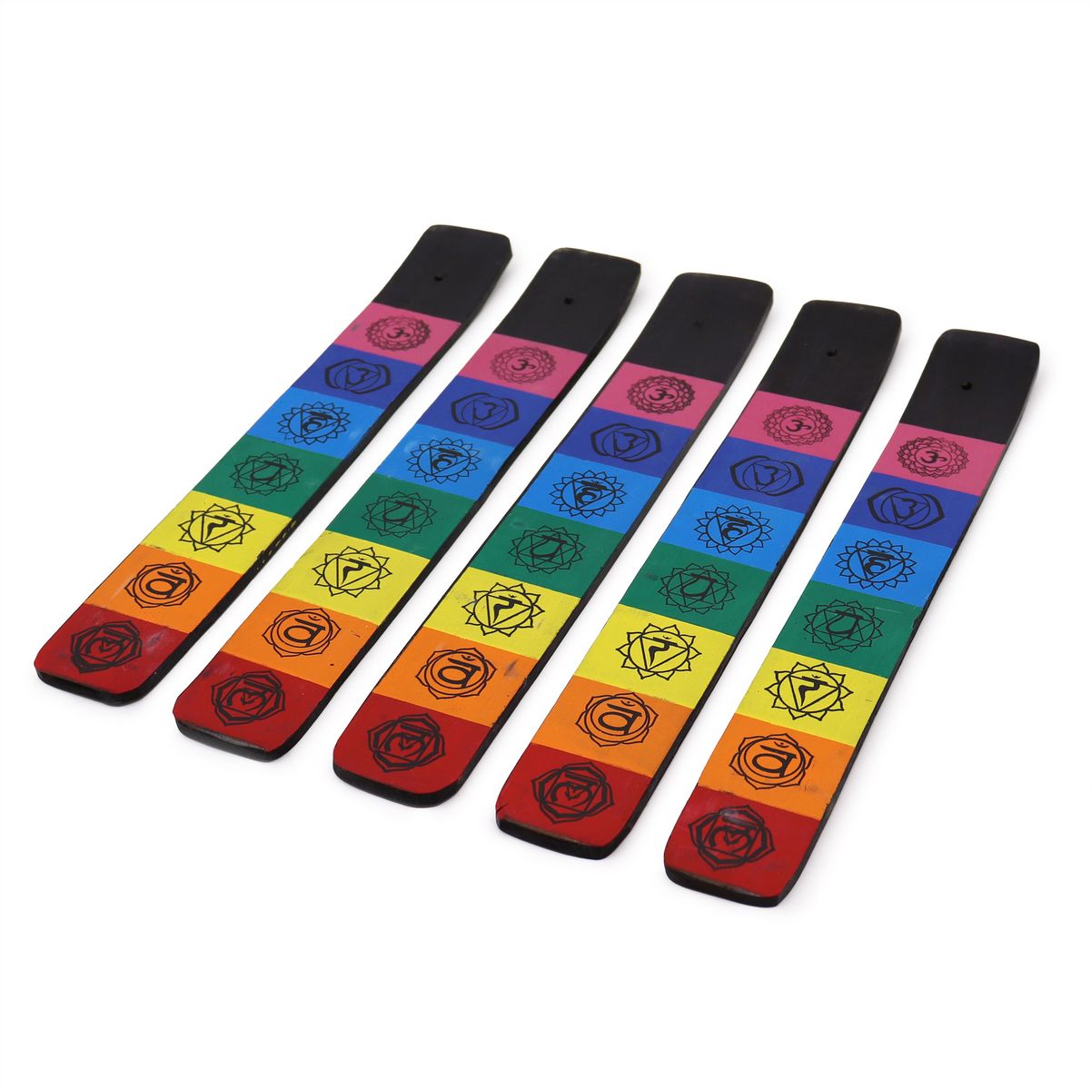 7 Chakra Mango Wood Ashcatcher Incense Holder