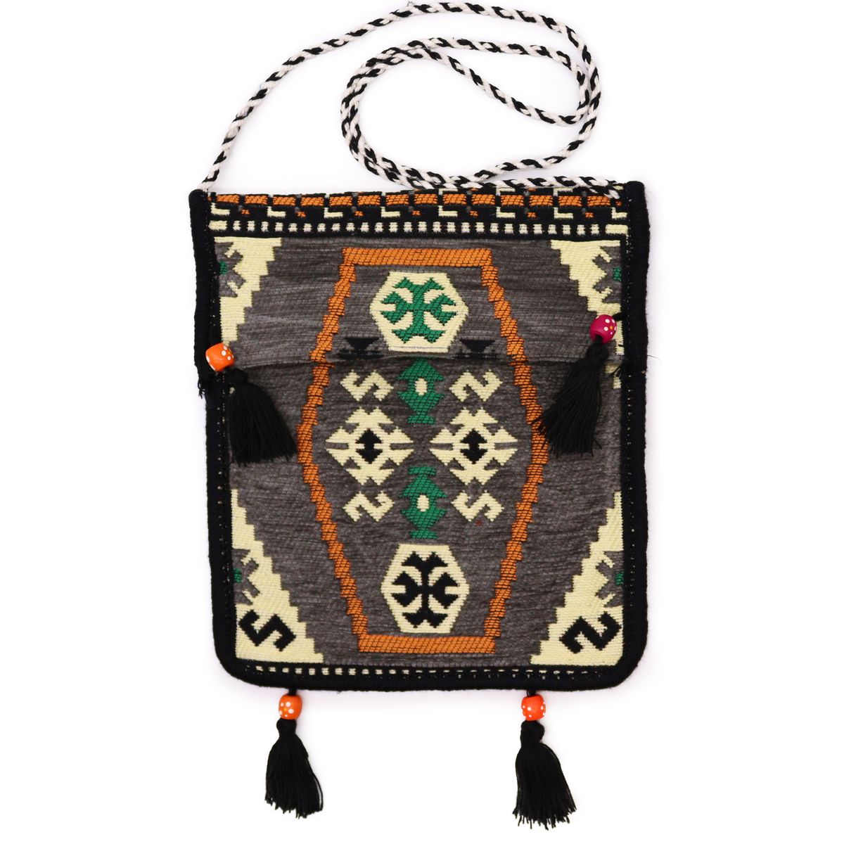 Kilim Messenger Festival Bag – Pale Grey