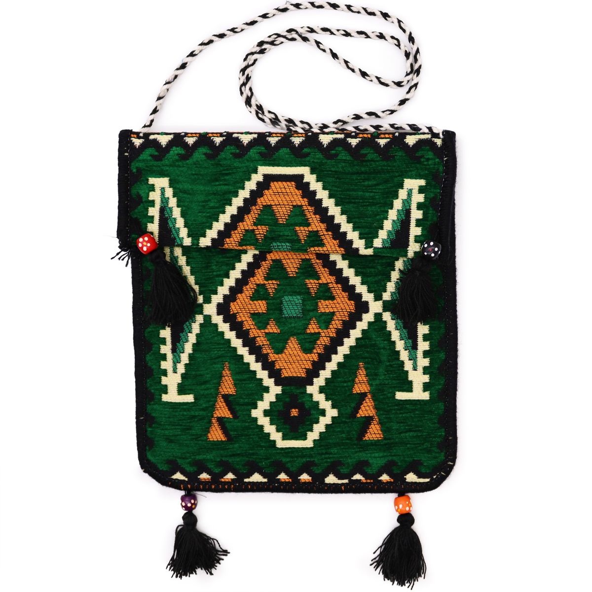 Kilim Messenger Festival Bag – Emerald Green