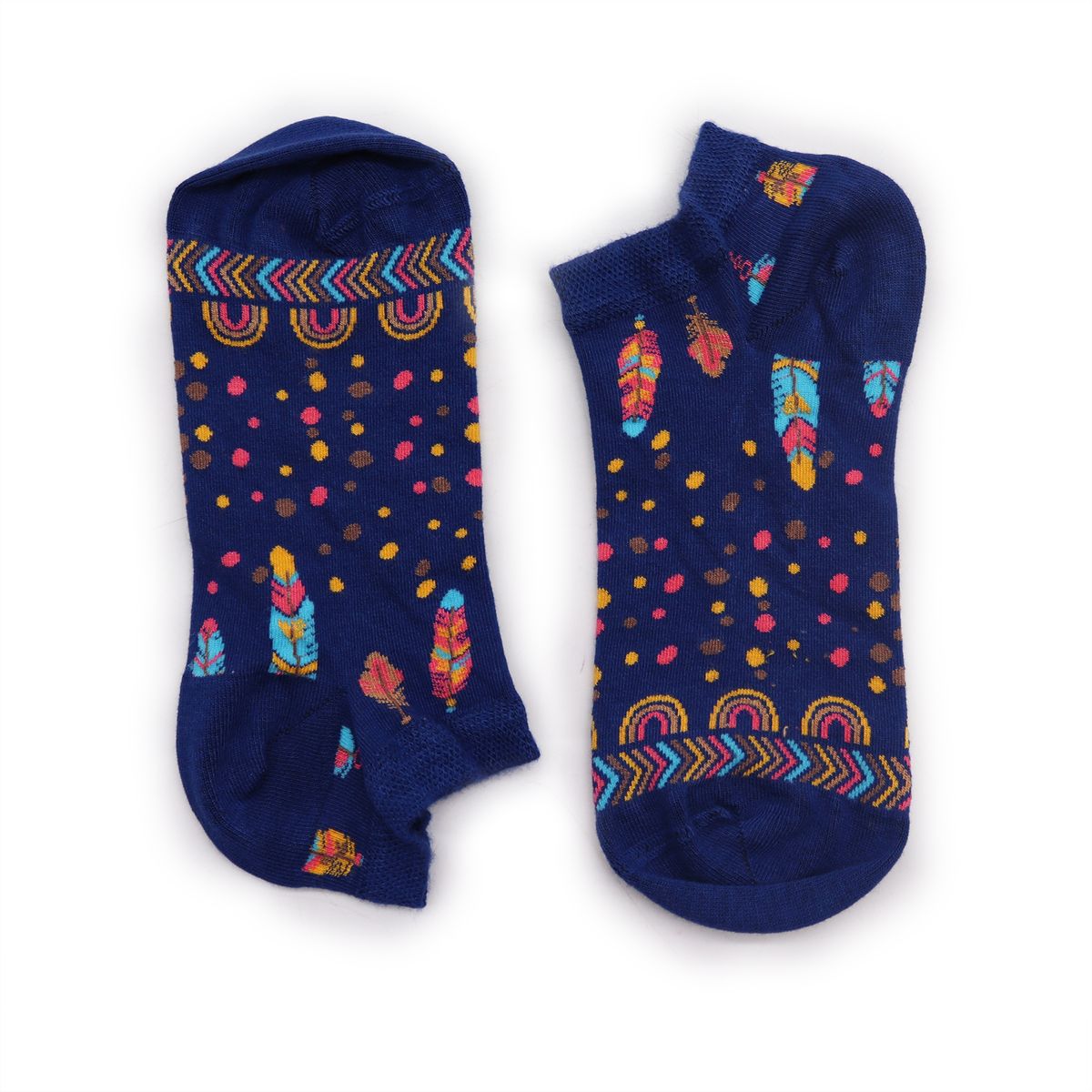 Hop Hare Low Bamboo Socks – Indian Feathers, S/M (3.5–6.5)