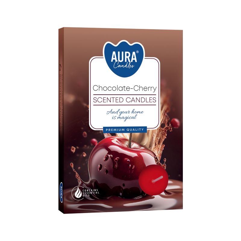 Scented Tealights – Chocolate & Sour Cherry, Set of 6