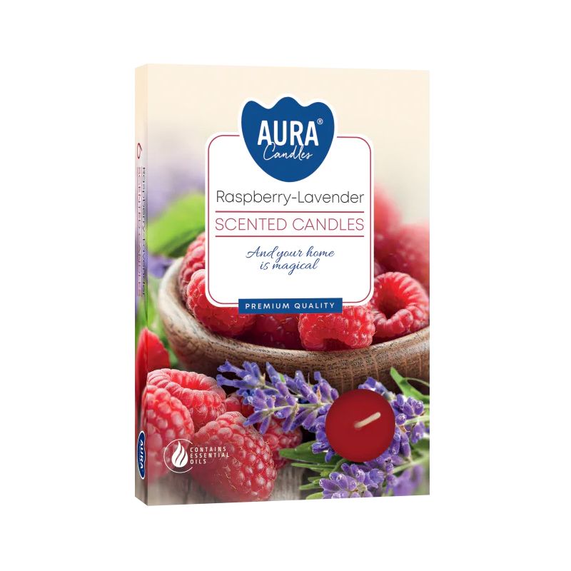 Scented Tealights – Raspberry & White Lavender, Set of 6