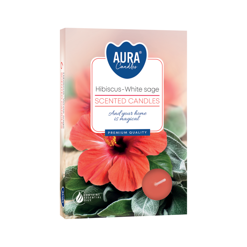 Scented Tealights – Hibiscus & White Sage, Set of 6