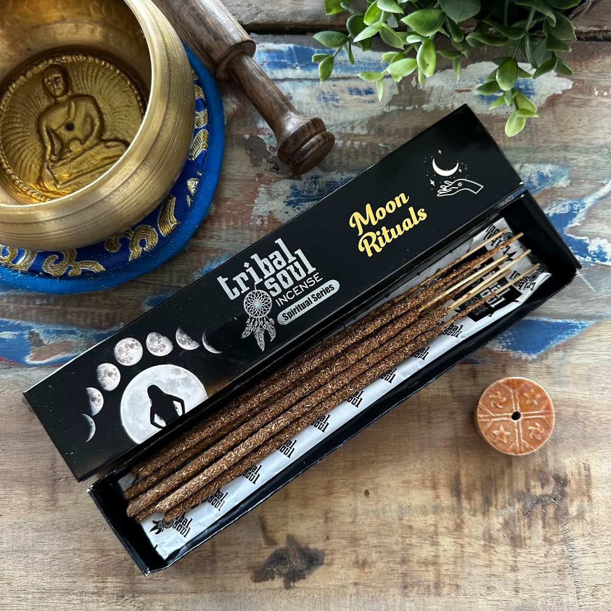 Tribal Soul Incense Sticks & Ceramic Holder – Moon Ritual