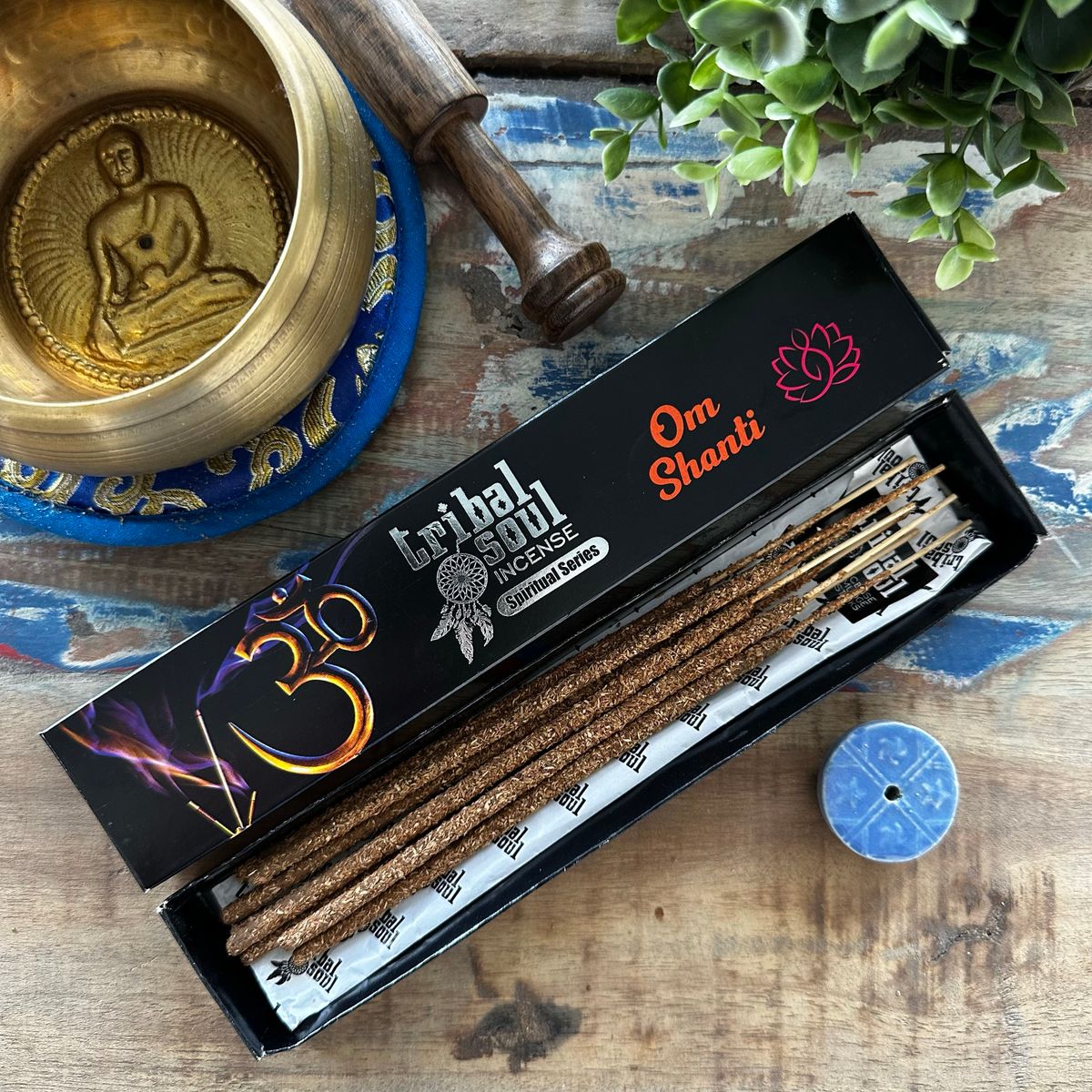 Tribal Soul Incense Sticks & Ceramic Holder – Om Shanti