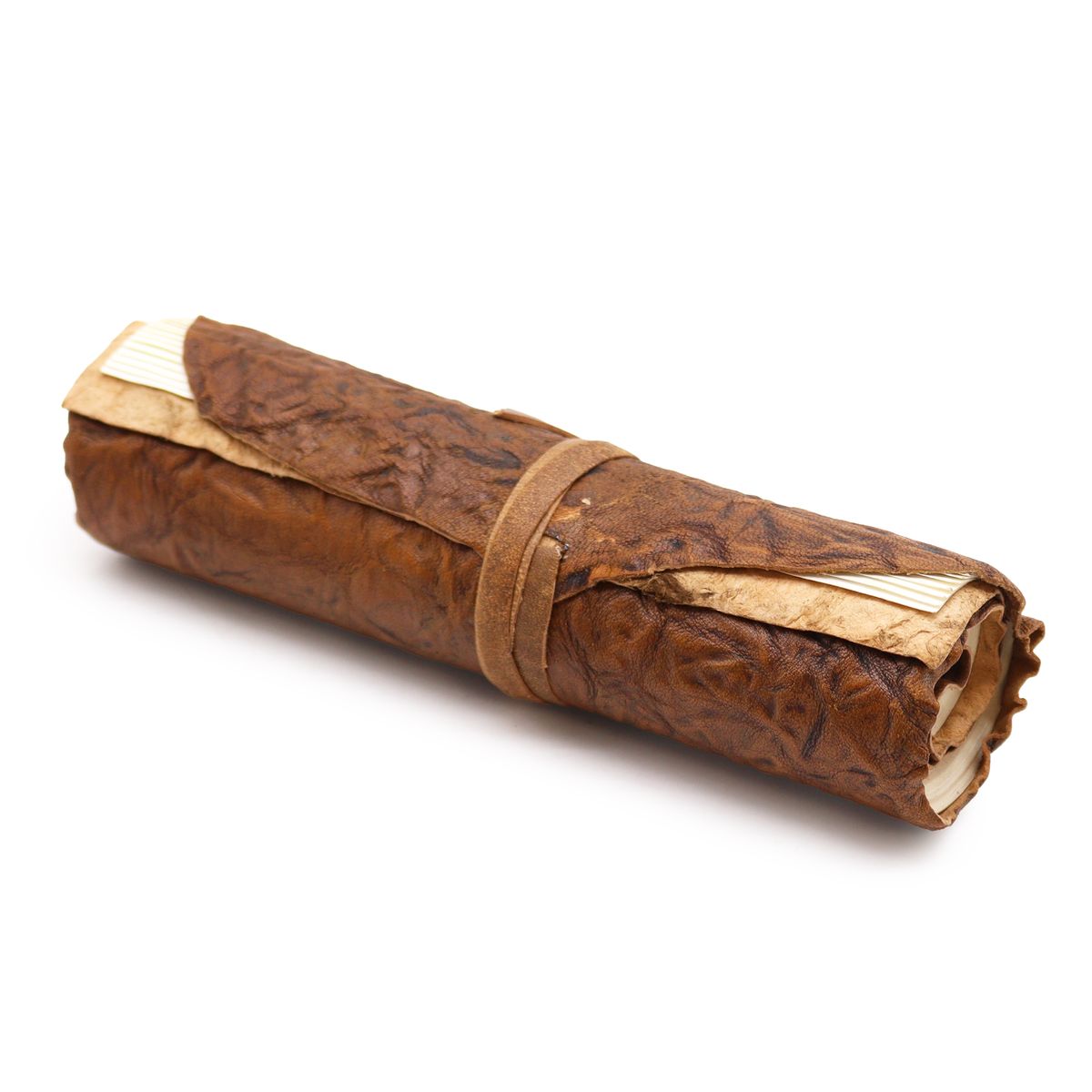 Rolled Leather Travel Notebook – Natural, 96 Pages, 21x15cm