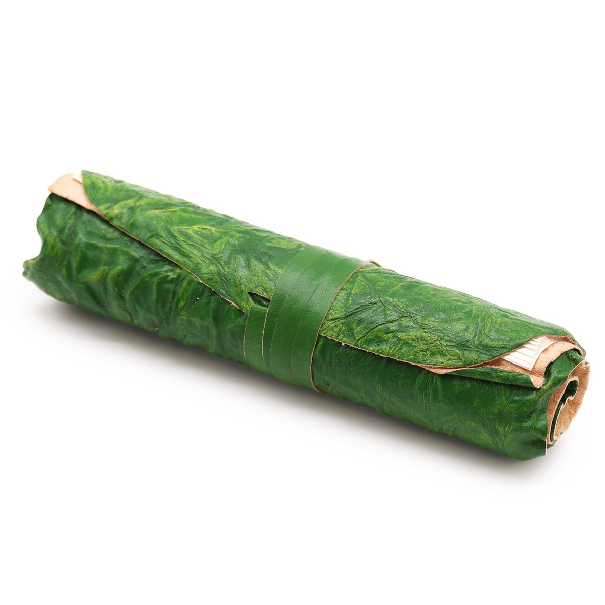 Rolled Leather Travel Notebook – Green, 96 Pages, 21x15cm
