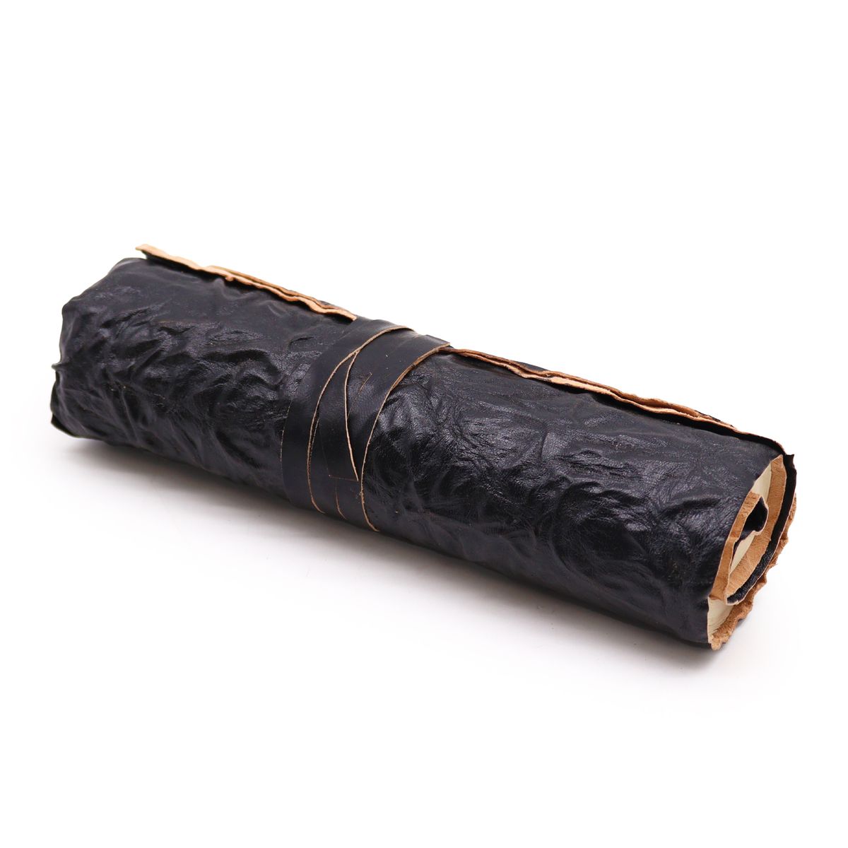 Rolled Leather Travel Notebook – Black, 96 Pages, 21x15cm