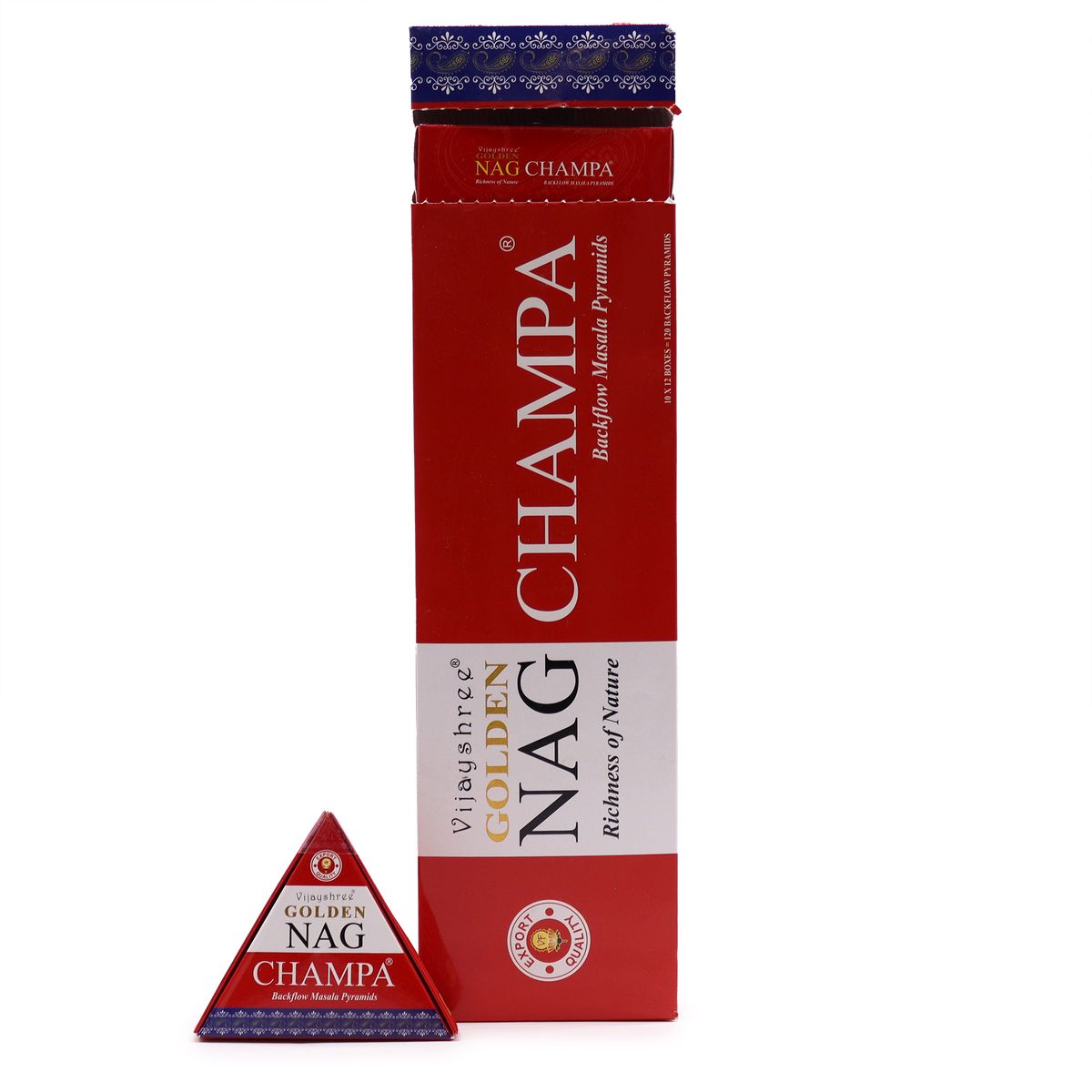 Golden Nag Jumbo Backflow Incense Cones – Champa, 42g