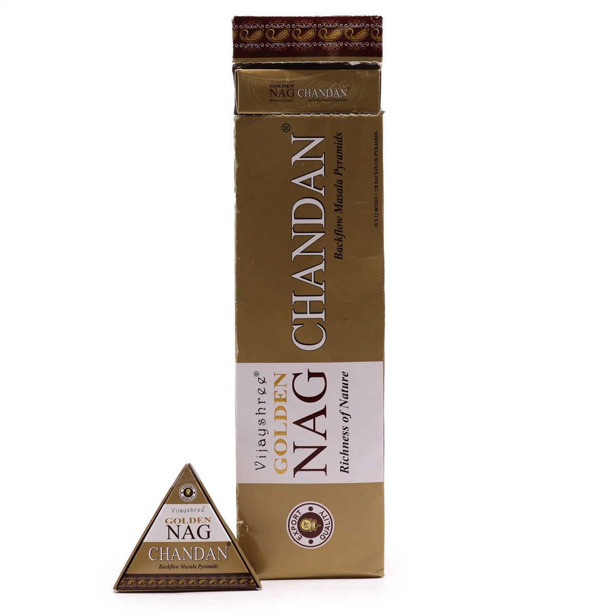 Golden Nag Jumbo Backflow Incense Cones – Chandan, 42g