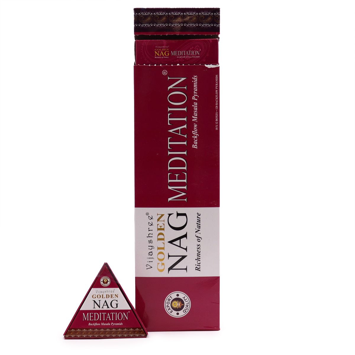 Golden Nag Jumbo Backflow Incense Cones – Meditation, 42g