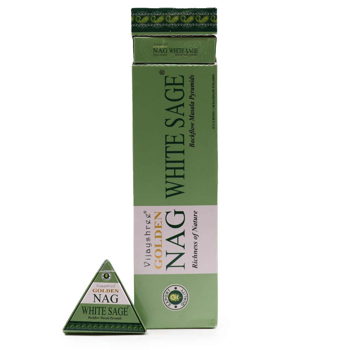 Golden Nag Jumbo Backflow Incense Cones – White Sage, 42g