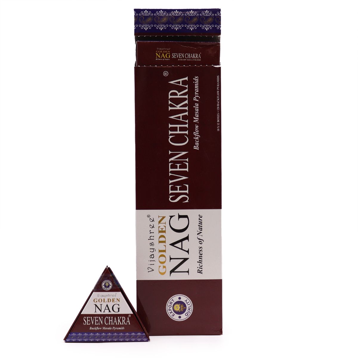Golden Nag Jumbo Backflow Incense Cones – Seven Chakra, 42g