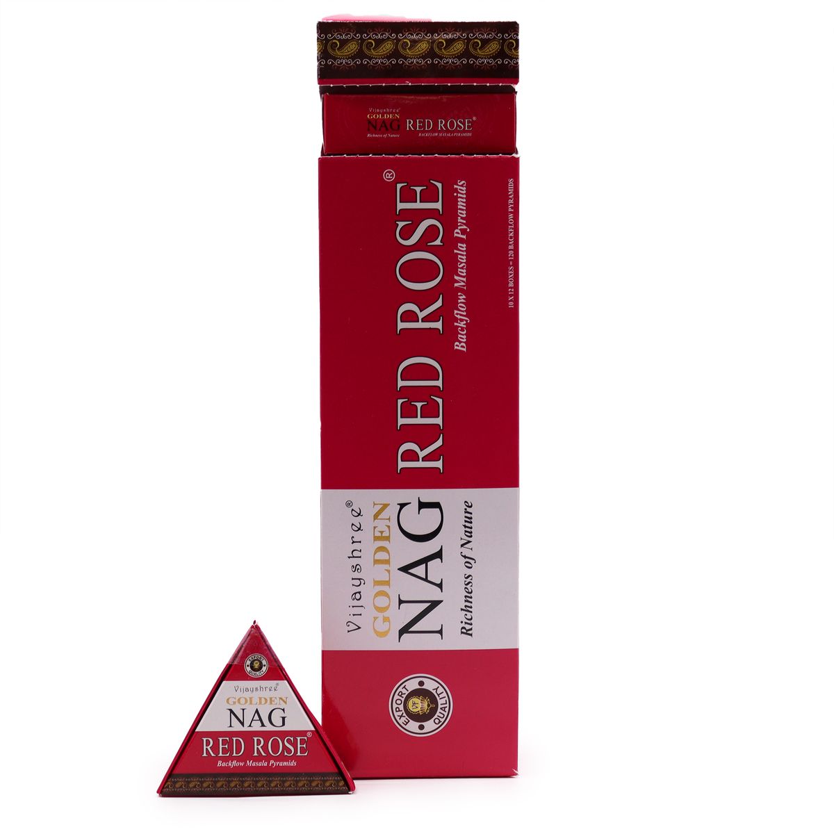 Golden Nag Jumbo Backflow Incense Cones – Red Rose, 42g