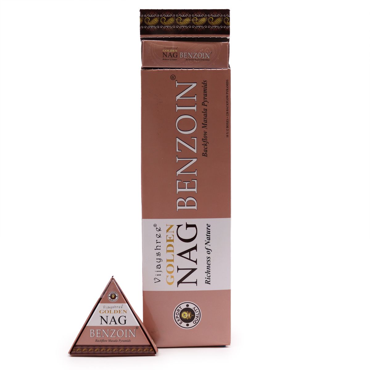 Golden Nag Jumbo Backflow Incense Cones – Benzoin, 42g