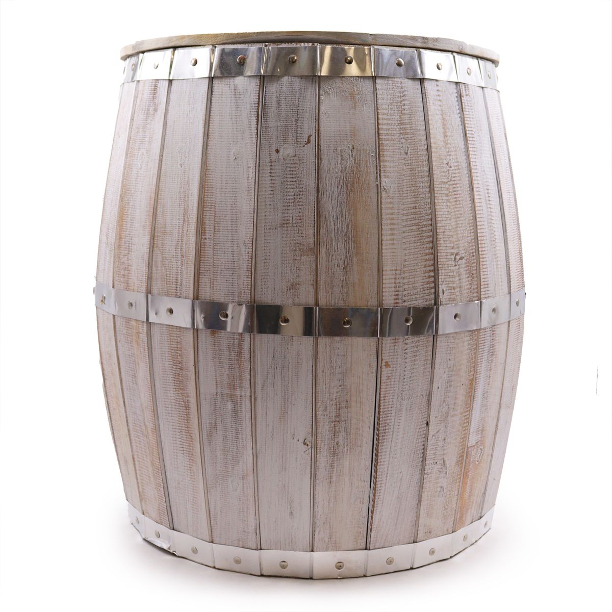 Beer Barrel Table – Whitewash Wood, 60x48.5cm