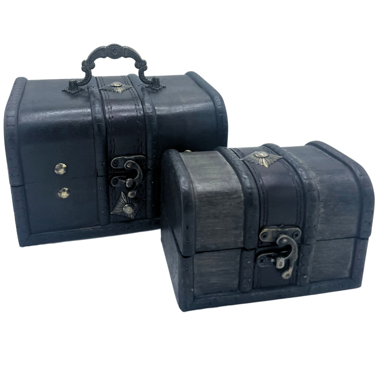 Treasure Chest Boxes – Grey, Set of 2