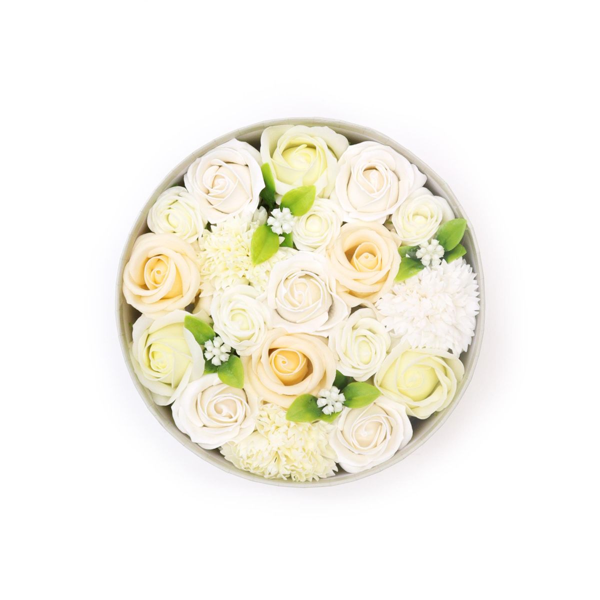 Soap Flower Round Box – Wedding Blessings, White & Ivory