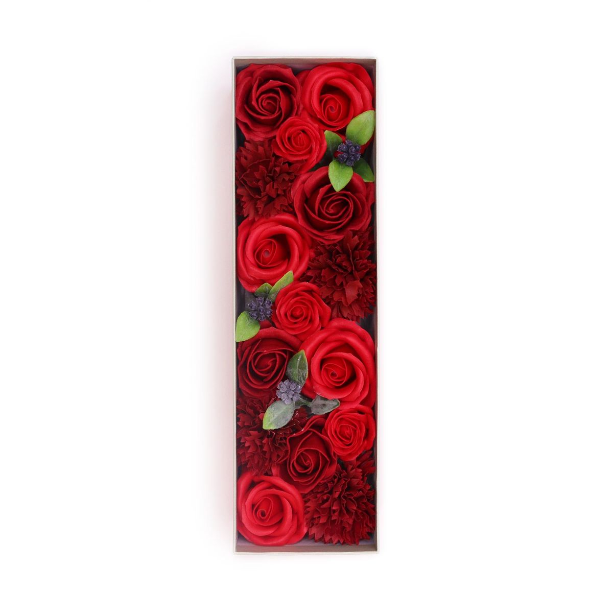 Soap Flowers Long Gift Box – Classic Red Roses