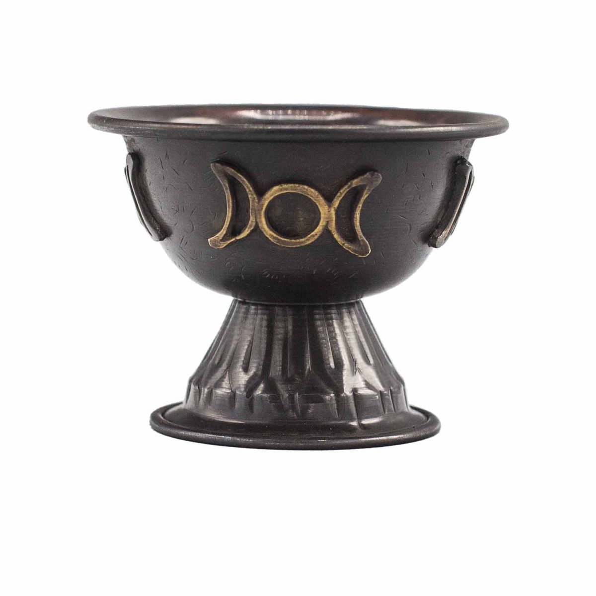 Antique Copper Ritual Chalice with Triple Moon – 10 x 8cm