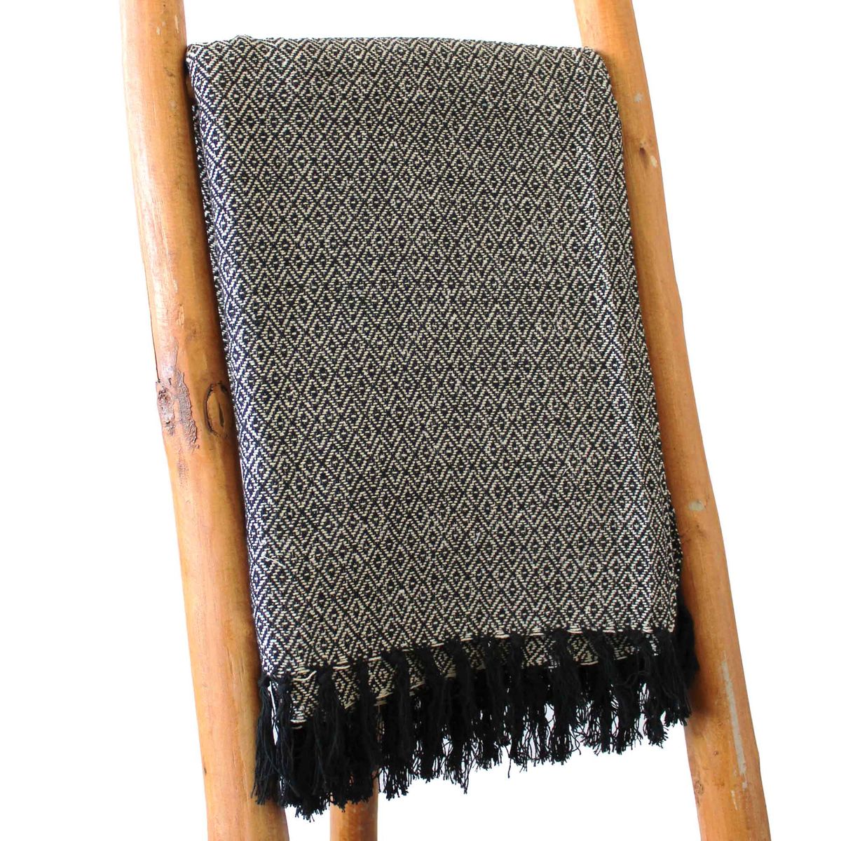Boho Comfort Cotton Throw – Charcoal