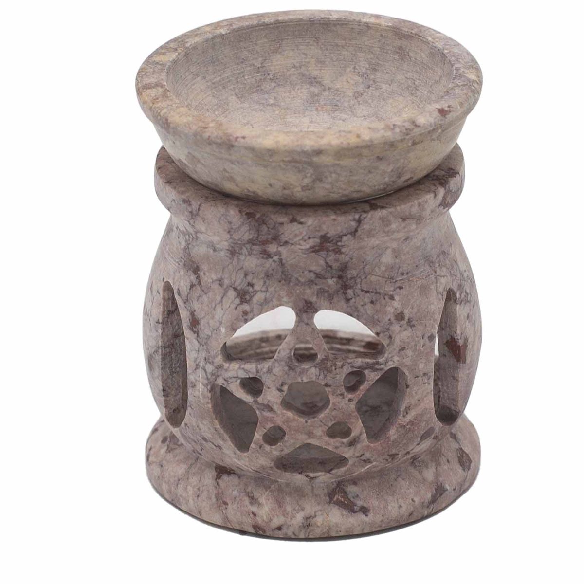 Triple Moon Pentagon Soapstone Oil Burner – Small, 8cm