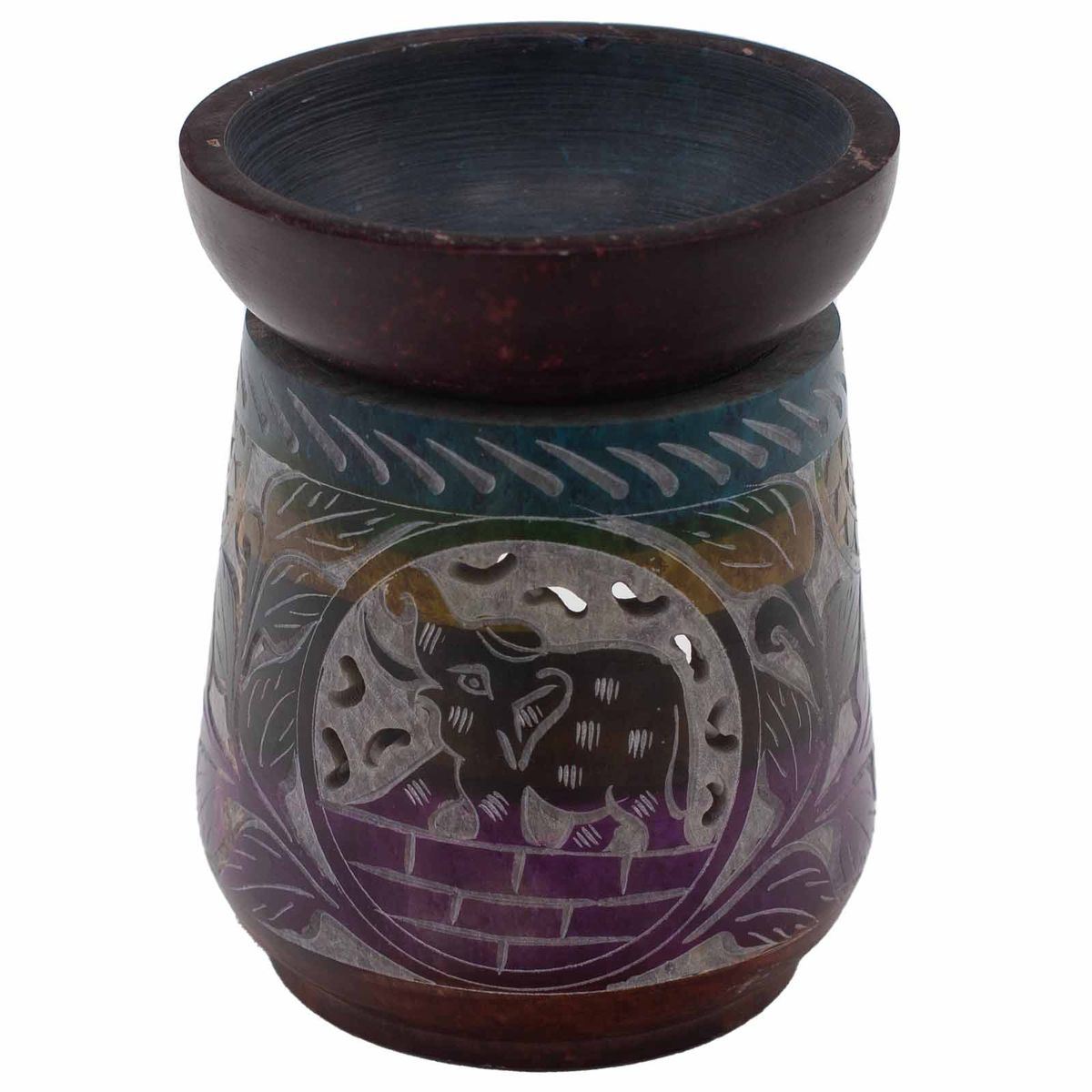 Elephant Soapstone Oil Burner – Large, Five Colours, 13x10cm