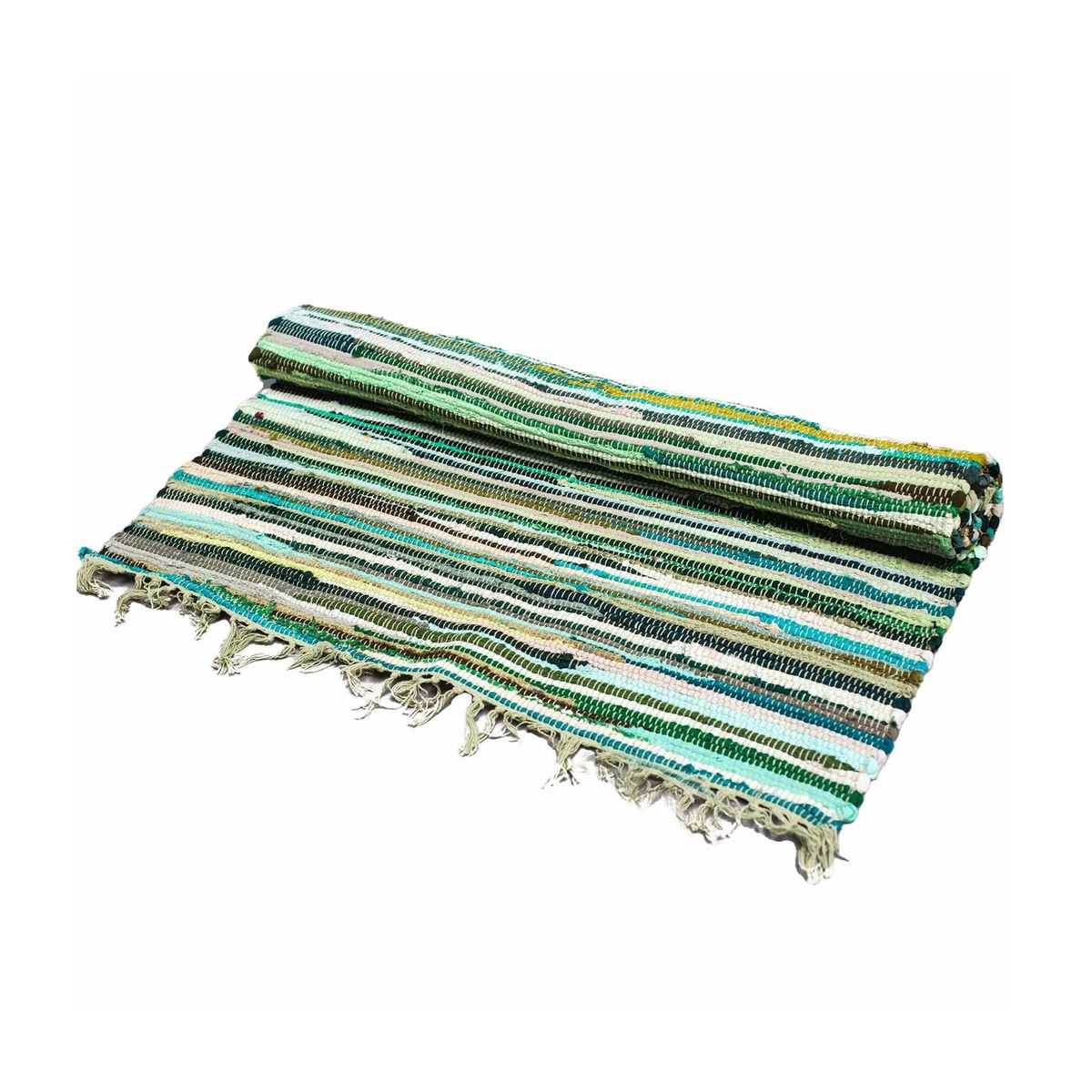 Small Rag Rug – Natural Greens, 50x90cm