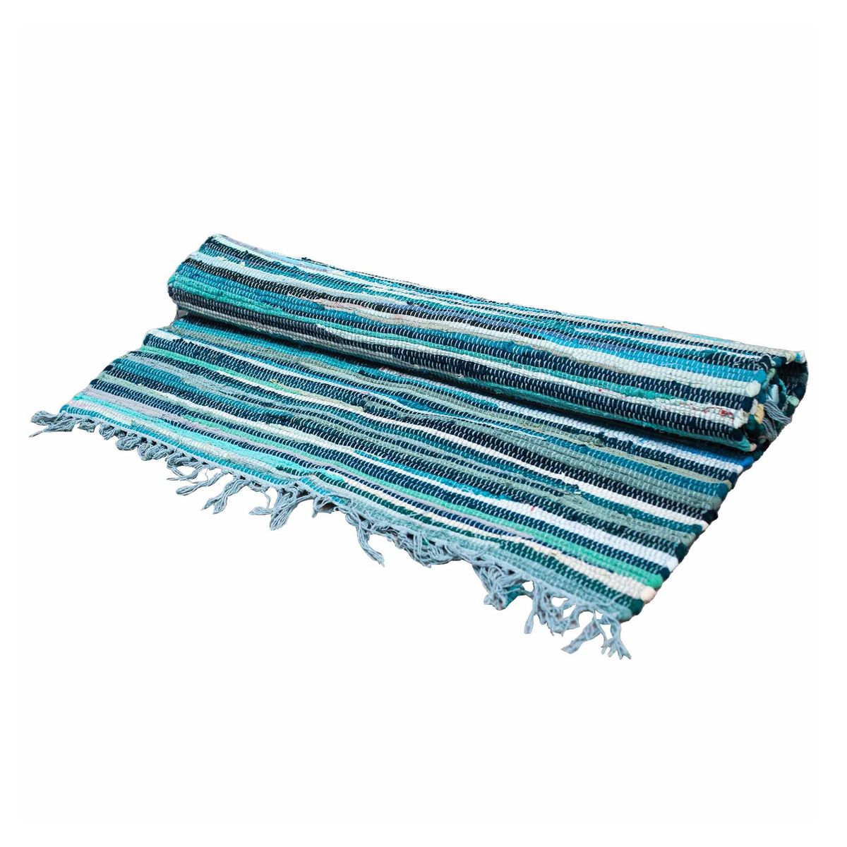 Premium Rag Rug – Aqua Blues, 150 x 90cm