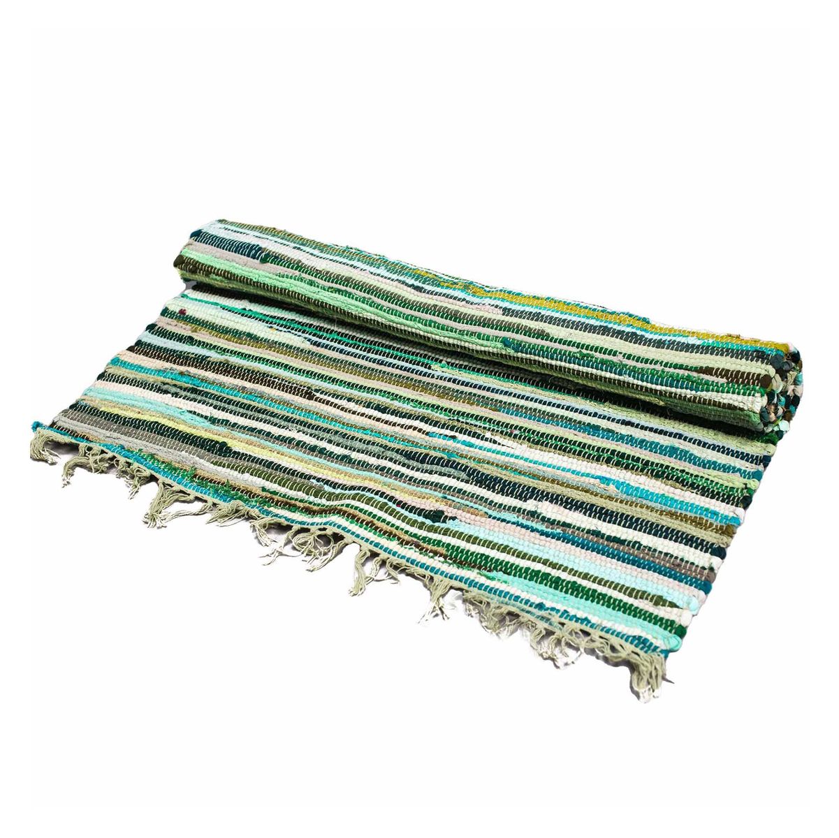 Premium Rag Rug – Natural Greens, 150 x 90cm