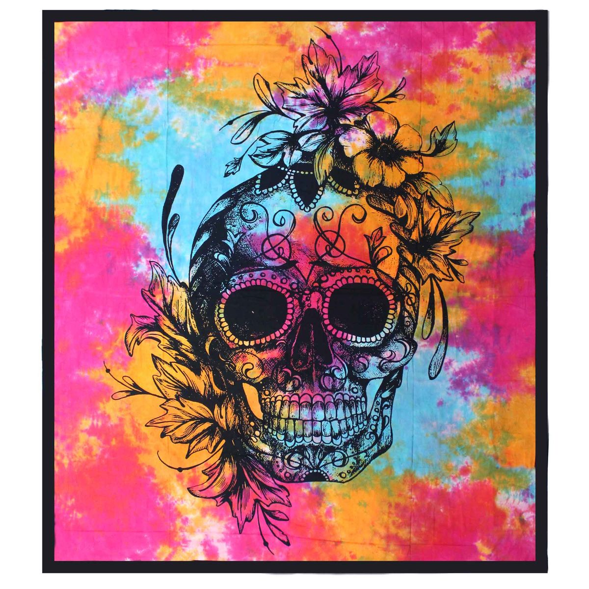 Double Cotton Bedspread & Wall Hanging – Day of the Dead Skull