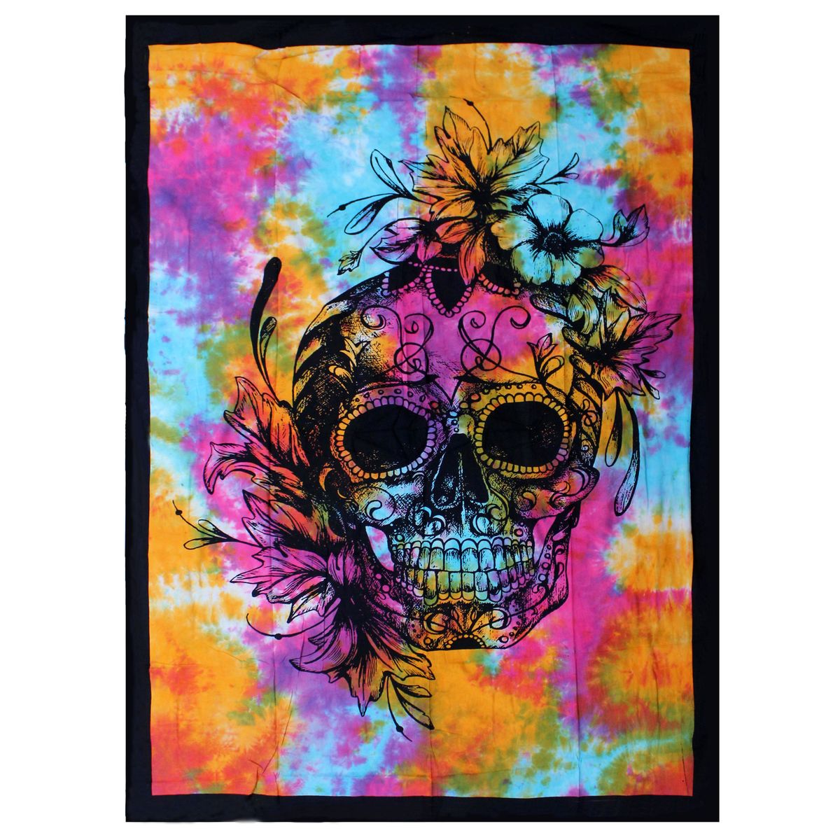 Single Cotton Bedspread & Wall Hanging – Day of the Dead Skull