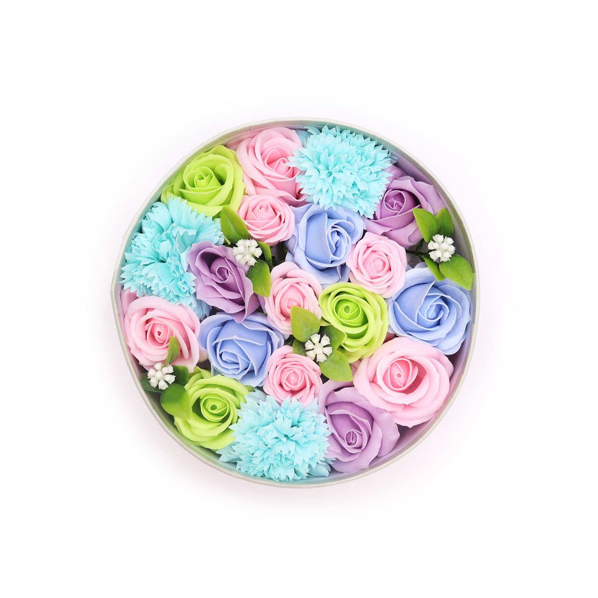 Soap Flower Round Box – Baby Blessings, Blues