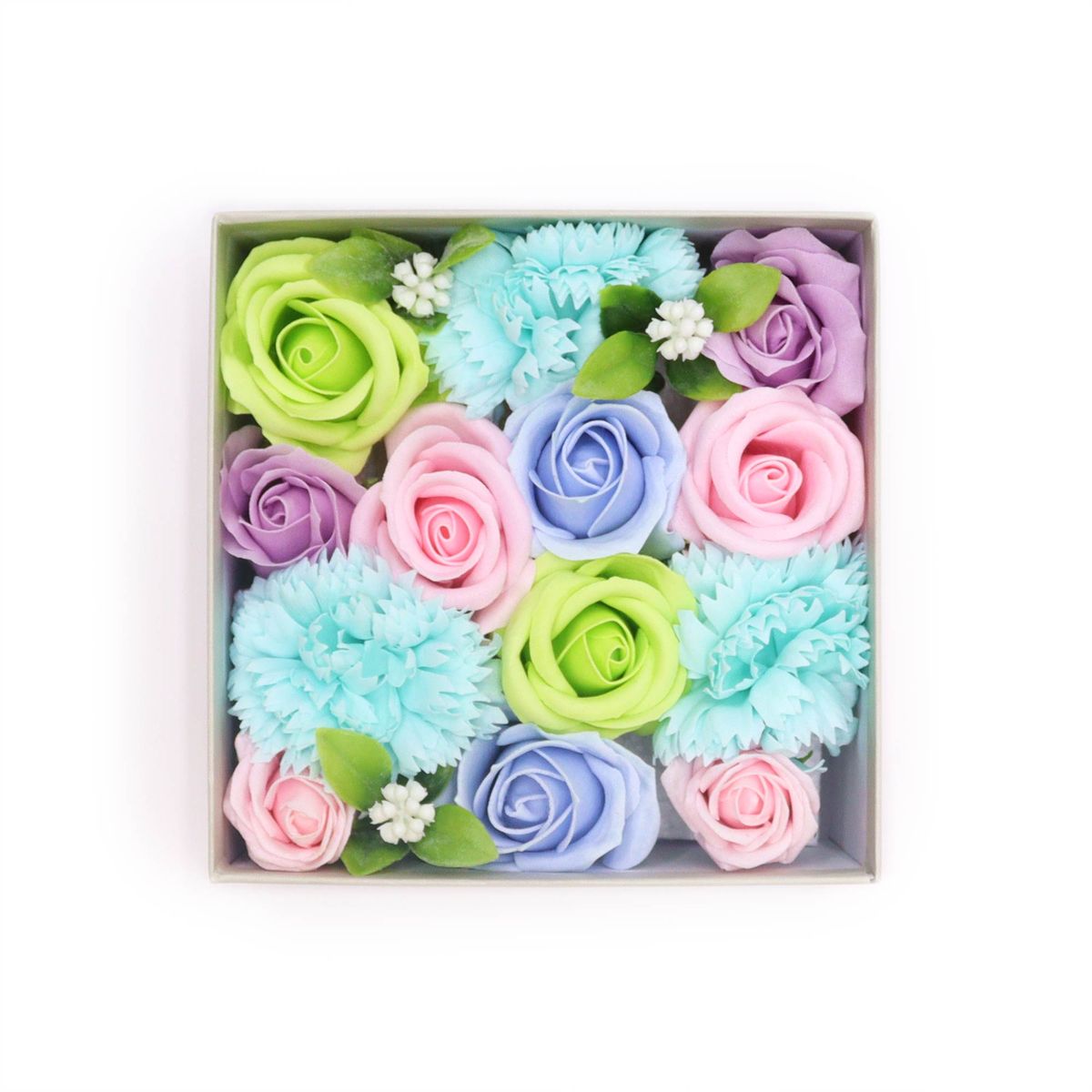 Soap Flower Square Box – Baby Blessings, Blues