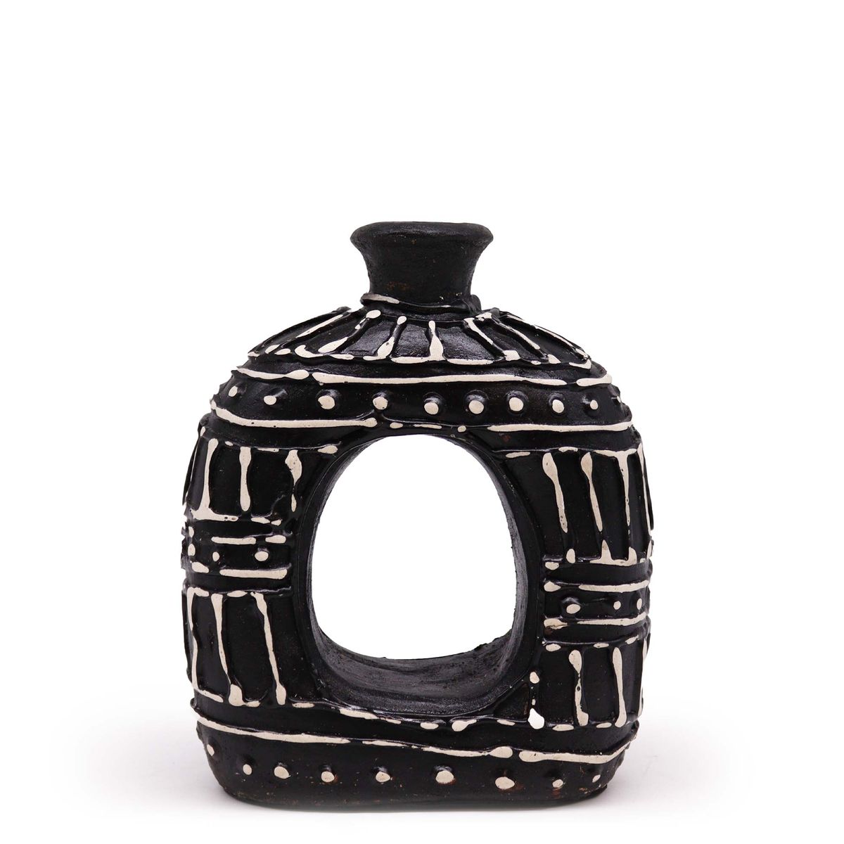 Oval Donut Shaped Vase – Chocolate, 18cm