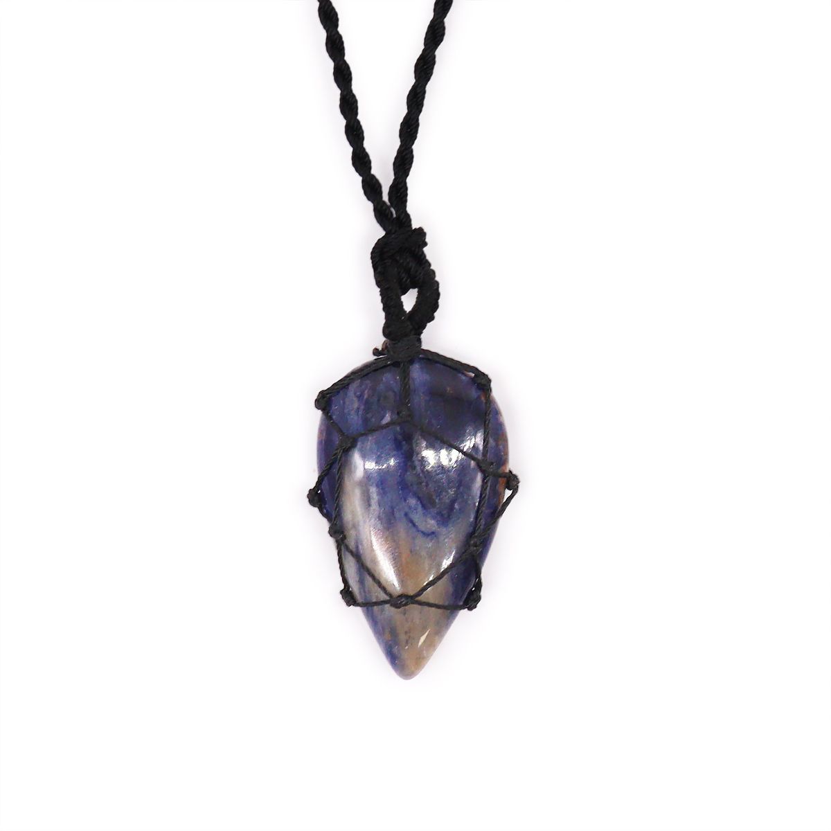 Laced Gemstone Teardrop Pendant – Sodalite